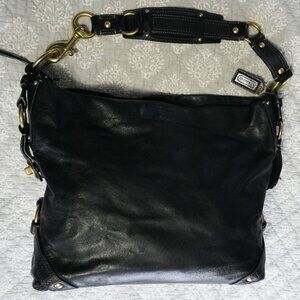 Vintage COACH Carly Black Leather Large Hobo Shoulder Handbag 10616